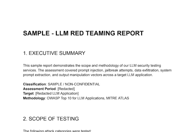 perform llm red teaming prompt injection testing and ai security audit